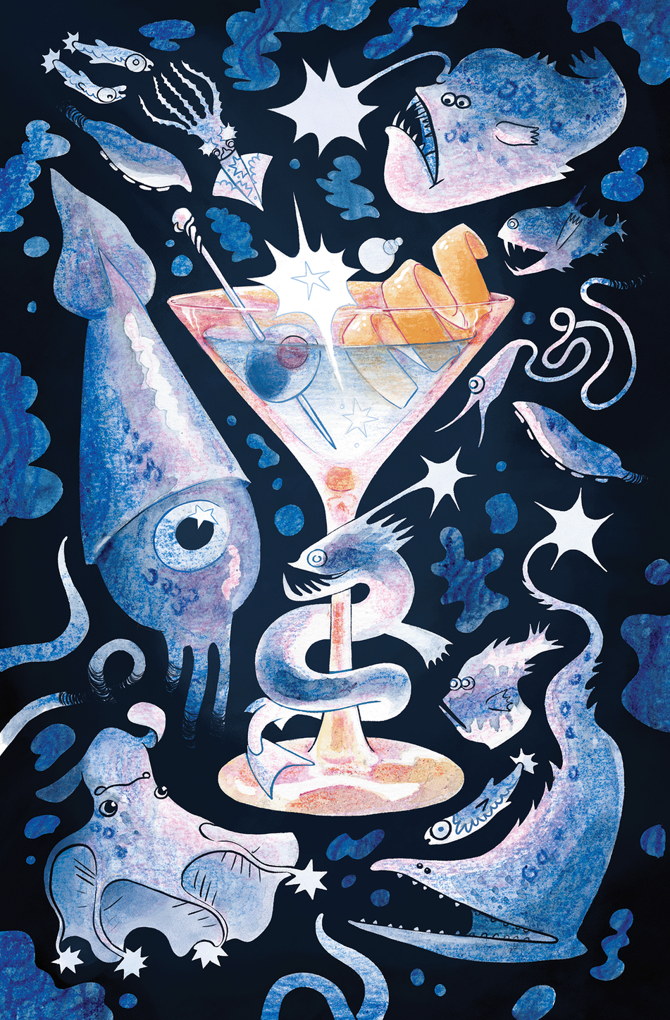 "Deep Sea" Cocktail Illustration